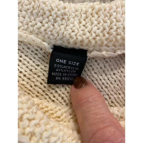 Girls Cable Knit Sweater Poncho One Size Cream Fringe Edge Unique Cable Design - Picture 4 of 8